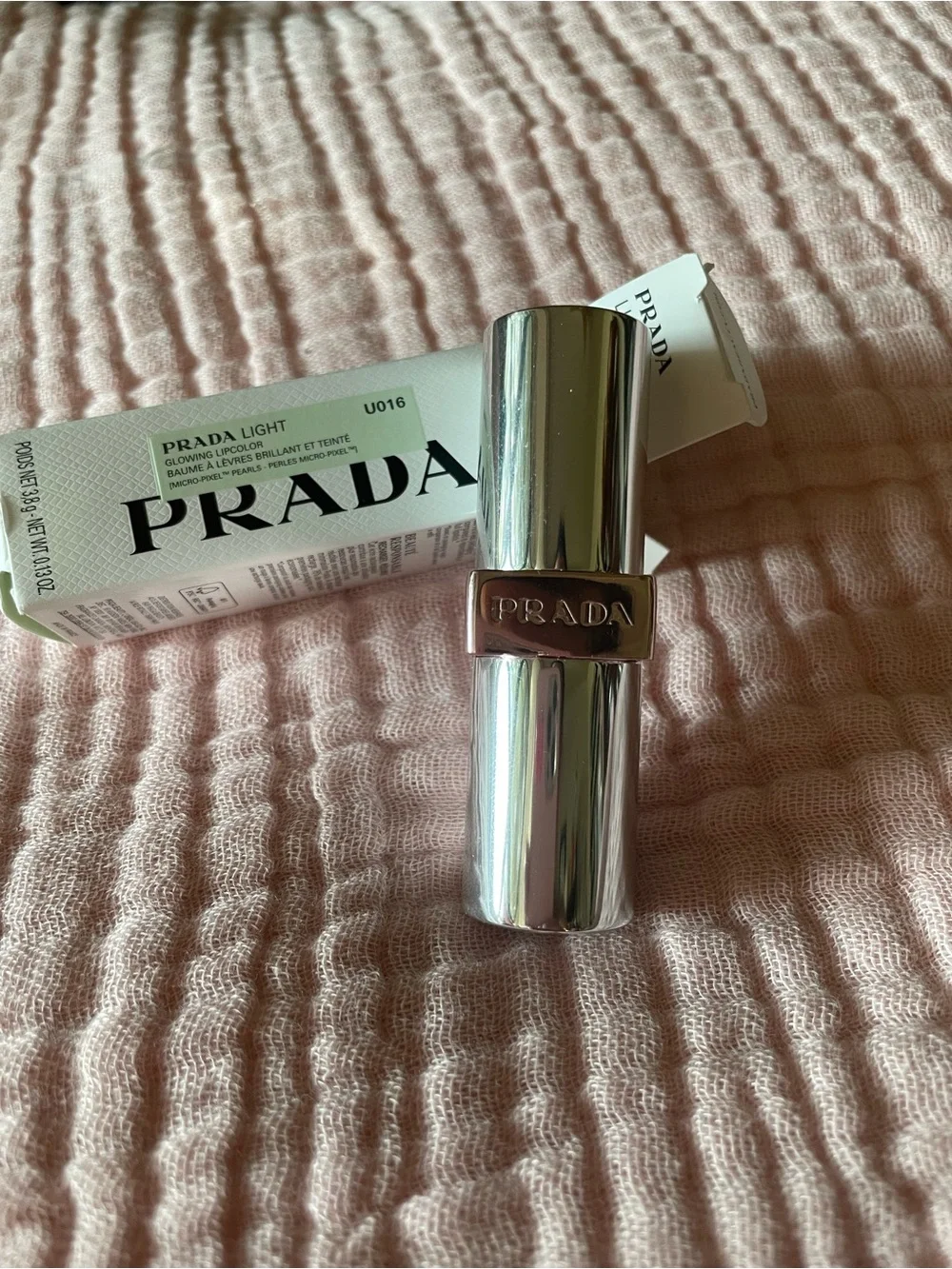 Prada Coral Pink Lipstick — Satin Coral Hue